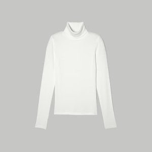 EVERLANE Pima Micro-Rib Turtleneck White S